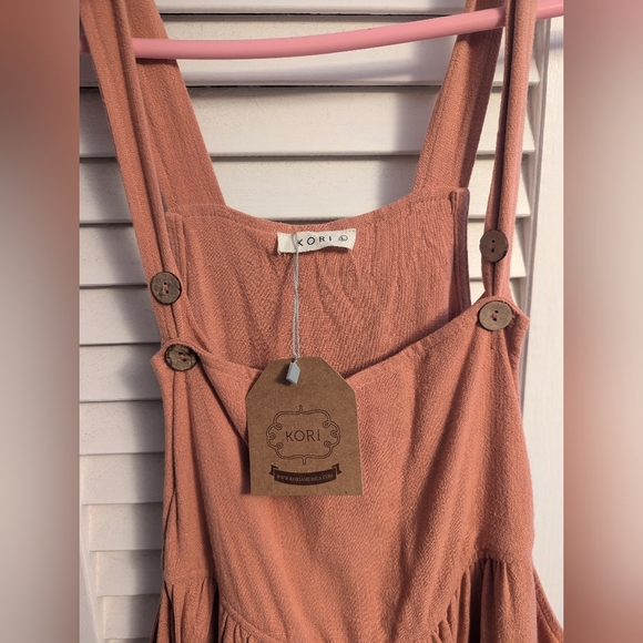 Kori Light Mauve Linen Blend Overalls - Picture 3 of 3